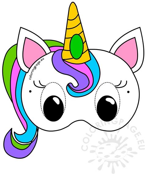 child unicorn colouring mask coloring page