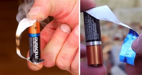 lighter   battery chewing gum foil wrapper emergency life hack
