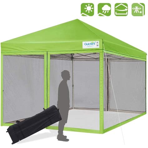quictent  ez pop  canopy tent  netting screen mesh walls waterproof roller bag green