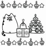Pusheen Coloring Pages Birthday Cat Printable Book Print Kids Cupcake Cake Kawaii Happy Sheets Gifts Party Colouring Color Ice Cream sketch template