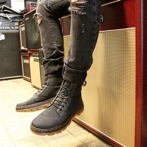 martens nylon boots excellent cond  mercari boots outfit men boots men mens leather boots