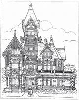 Coloring Mansion Pages Victorian Drawing House Book Printable Colouring Carson Houses Eureka Books Ca Plans Homes Sketch Drawings Town Adult sketch template