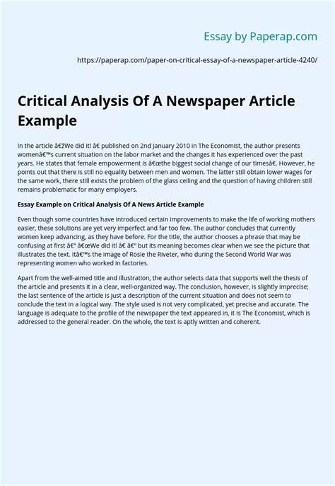 critical analysis   newspaper article   essay
