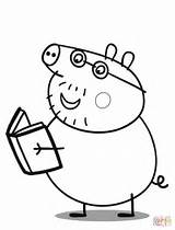 Pig Coloring Daddy Pages Book Peppa Reads Drawing Printable Supercoloring sketch template