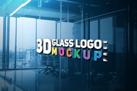 glass logo mockup graphicsfamily