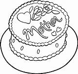 Coloring Pages Cake Birthday Mother Chocolate Kids Happy Mothers Color Mom Da Colorare Colouring Sheets Para Pic sketch template