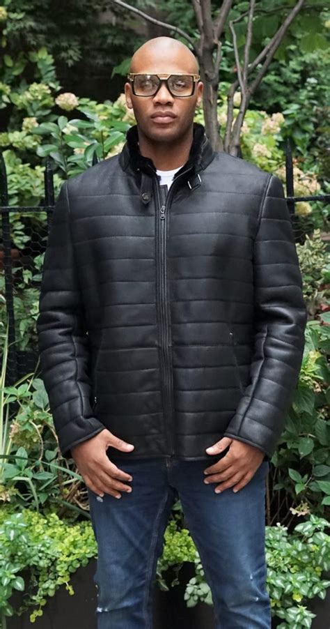 mens black shearling jacket  marc kaufman furs