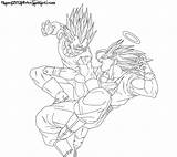 Goku Vegeta Majin Dbz Buu Peleando Lineart Colorare Coloriage sketch template