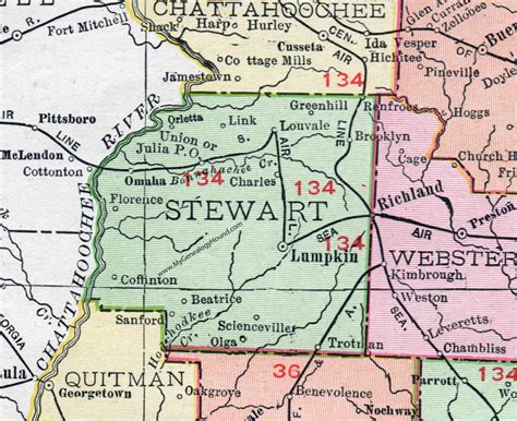 stewart county georgia  map lumpkin richland omaha louvale