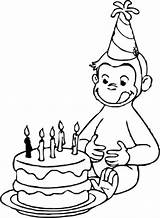 Coloring Birthday Happy Pages George Curious Grandpa Cake Card Disney Drawing Kids Print Printable Drawings Boys Boy Color Mouse Clipart sketch template