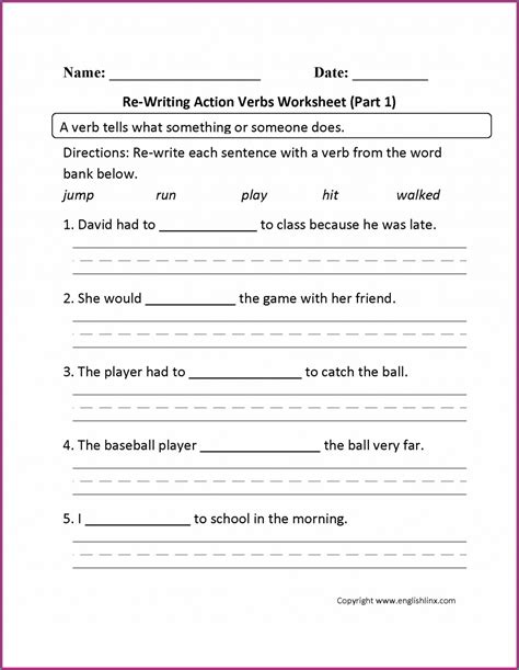 st grade grade  verbs worksheet worksheet resume examples