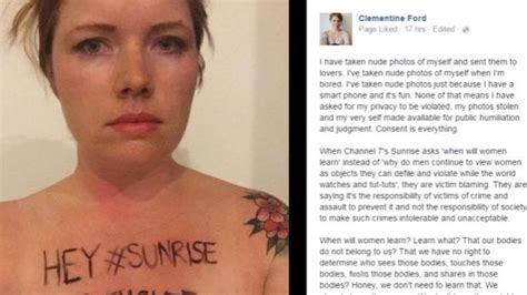clementine ford why i used a nude photo to protest sunrise s victim blaming facebook post