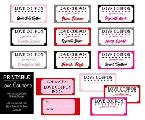 romantic love coupon book printable valentine s day t