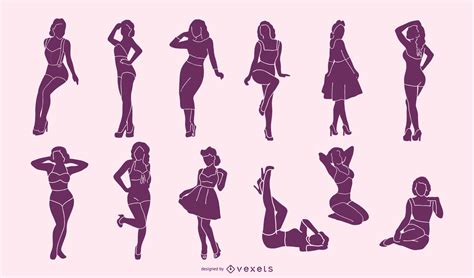 pinup girls silhouette sexy model vector retro attractive woman svg