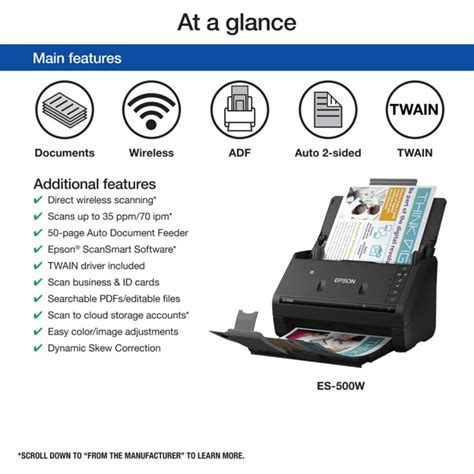 Epson Workforce Es 500w Wireless Color Duplex Document Scanner 1 Ct Shipt