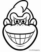 Kong Donkey Coloring Pages Diddy Face Colouring Mask Printable Game Mario Super Color Print Nintendo Party Kongs Donkeys Kids Bros sketch template