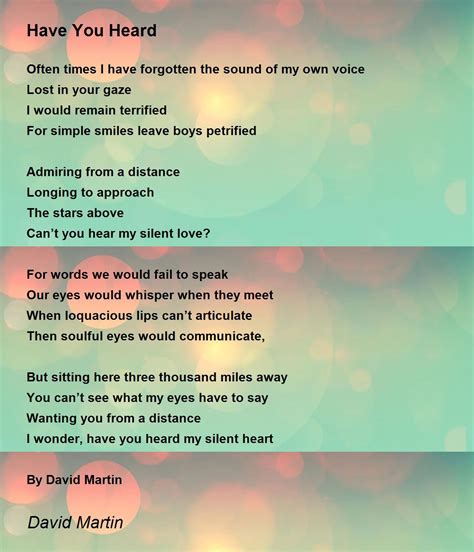 heard   heard poem  david martin