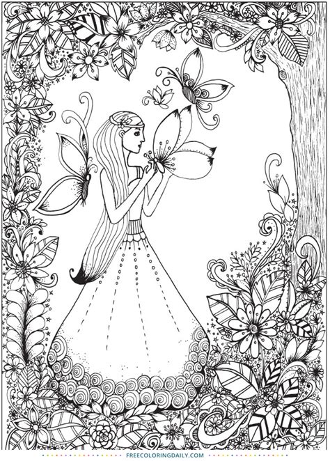 butterfly girl  coloring page  coloring daily