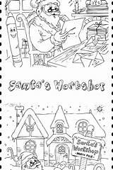 Workshop Coloring Santas Pages Santa sketch template