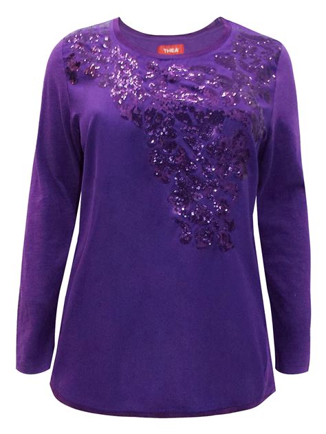 thea   thea purple sequin embellished long sleeve top