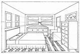 Perspective Room Drawing Point Bedroom Interior Choose Board Two Drawings Draw sketch template