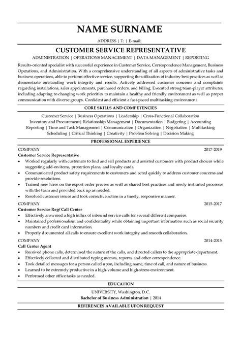 resume examples  customer service representative resumegetscom