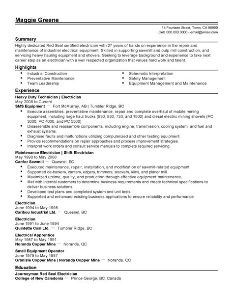industrial electrician resume mt home arts