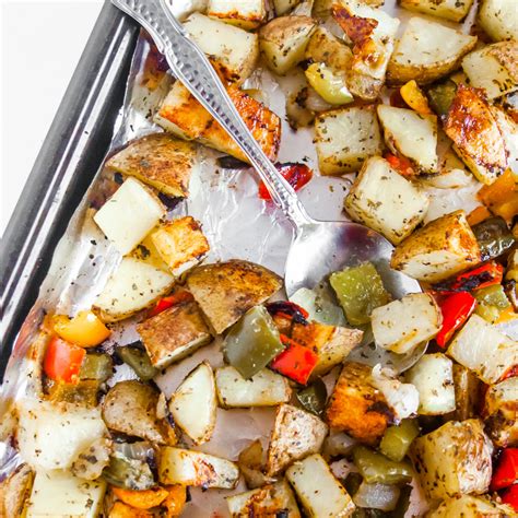 roasted potatoes peppers  onions  method