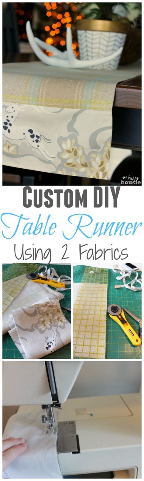 fast and easy custom diy table runner {using two fabrics} the happy housie
