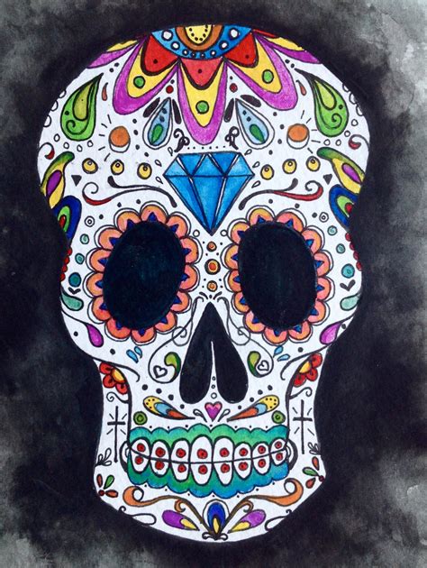 original sugar skull watercolor painting