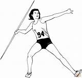 Javelin Throw Coloring Pages Drawing Woman Hammer Athletics Printable Color Gif Sports sketch template