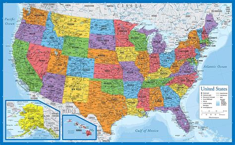 buy laminated usa map    wall chart map   united states