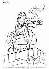 Spider Gwen Coloring Pages Verse Man Marvel Drawing Draw Into Drawings Step Tutorials Comics Template Sketch sketch template
