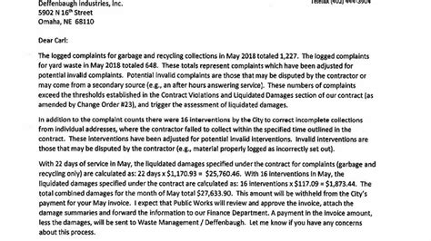 letter  waste management detailing fines omahacom