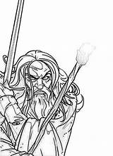 Coloring Gandalf Lord Rings Pages Designlooter Earth Hobbit Middle Print Wand Sword Fight His 32kb Character sketch template