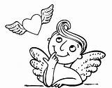Cupid Winged Heart Coloring Coloringcrew sketch template