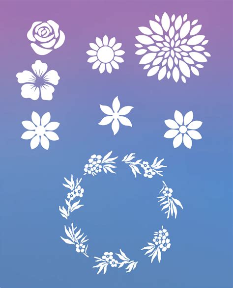 printable flower stencil designs  templates