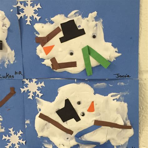 kindergarten puffy paint melted snowmen basteln winter basteln mit