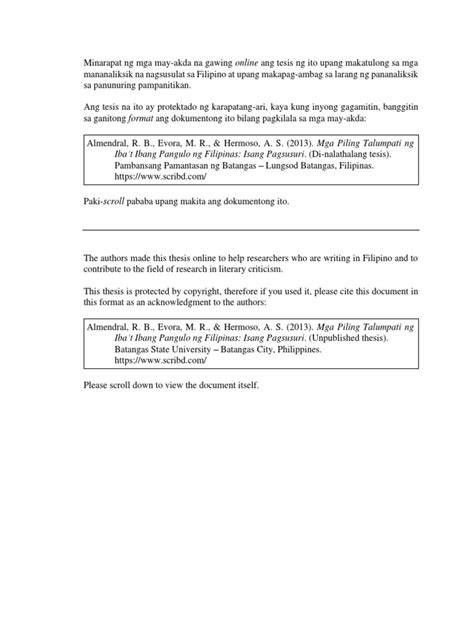 tesis sa filipino thesis  filipino pagsusuri ng mga talumpati