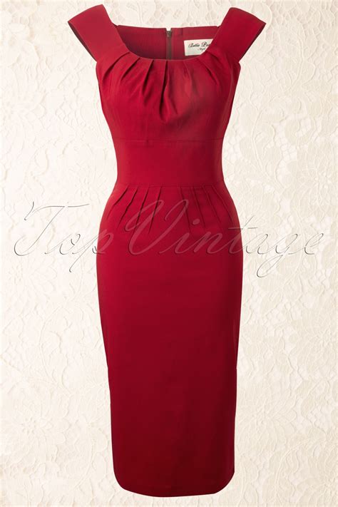 50s holly pencil dress in red