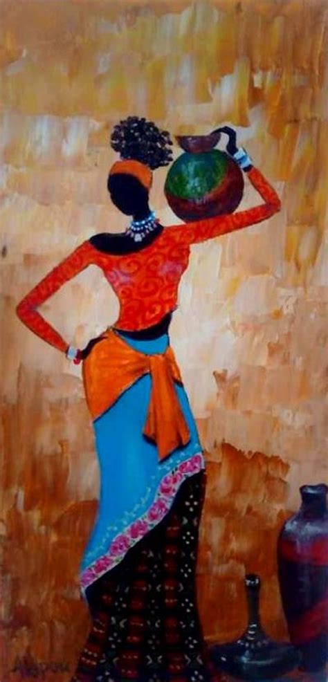 African Woman Original Abstract Acrylic Painting African