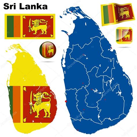 sri lanka vector set detailed country shape  region borders stock vector  tuulijumala