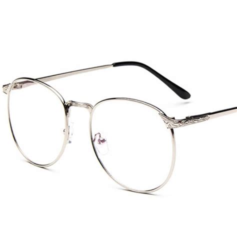 vintage unisex retro alloy round frame clear lens eyewear optical