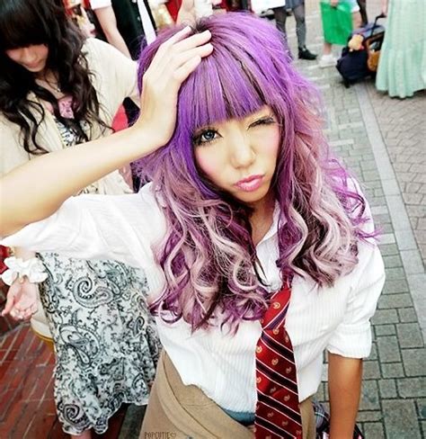 cute gal with pink purple hair fashion gyaru gyaru fashion