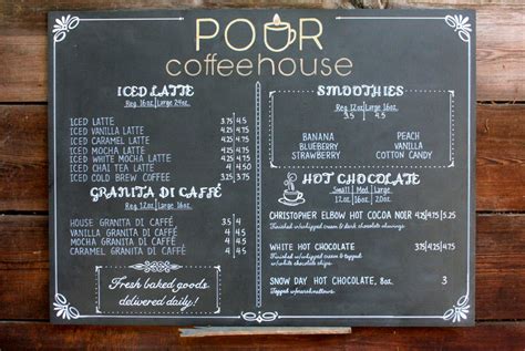 coffee house menu exigent logbook frame store
