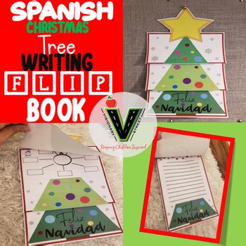 spanish christmas tree writing flip book  visionary street tpt