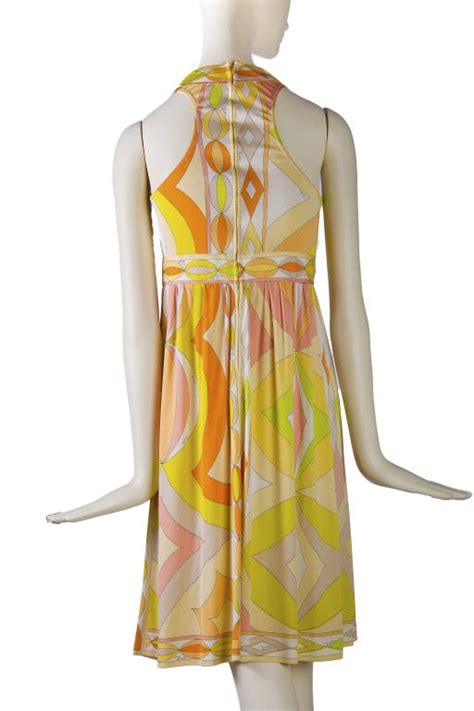 vintage emilio pucci peach gold and tan sleeveless silk halter dress for sale at 1stdibs