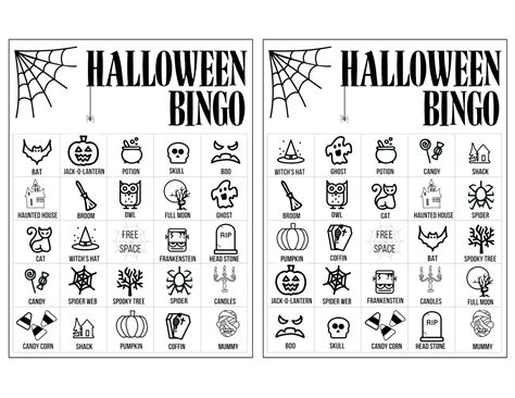 halloween bingo printable game cards template paper trail design