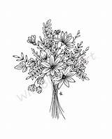 Bouquet Drawing Wildflower Line Wildflowers Drawn Hand Flower Print Flowers Illustration Tattoo Drawings Botanical Floral Florals Flores Draw Choose Board sketch template