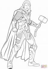Avengers Coloring Cartoon Marvel Drawing Template Thor Sketch sketch template